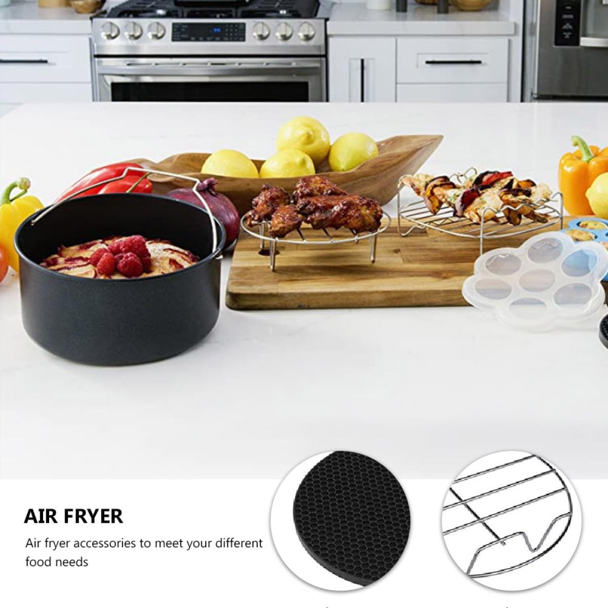 CANIGHT Backform und Einfacher Reinigung aus Edelstahl für Heißluftfritteuse 6 Stück Küchenzubehör mit Dickem Festem Material für Vielseitiges Kochen