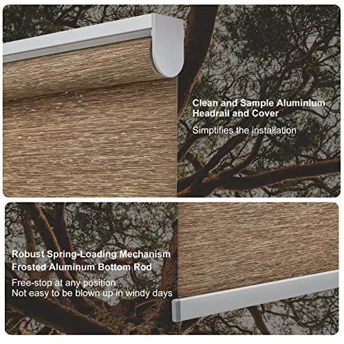 Tonature Custom Size Natural Woven Cordless Roller Shades, Free-Stop Window Shades For Home, Roller Window Shades, Light Filtering Window Blinds For Windows, Kitchen And Door (Brown) #TOP1