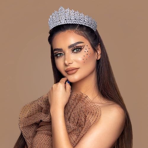 Miniatura 3 de Brillante circonita cúbica boda tiaras y coronas nupcial baile quinceañera dulce 16 tocado accesorios de joyería para el cabello HG0113 (plata 4)