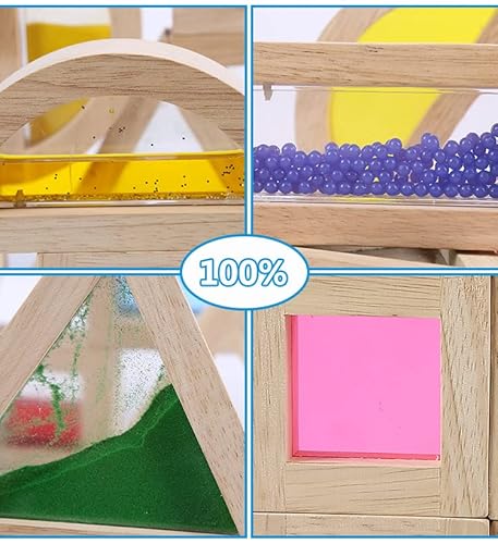 Kvintes SZS16 Large Wooden Building Blocks For Toddlers Baby Kids 16 Pcs Rainbow Blocks Geometry Sensory Stacking Construction Toys Set Colorful Preschool Learning Educational Toys thumb #3