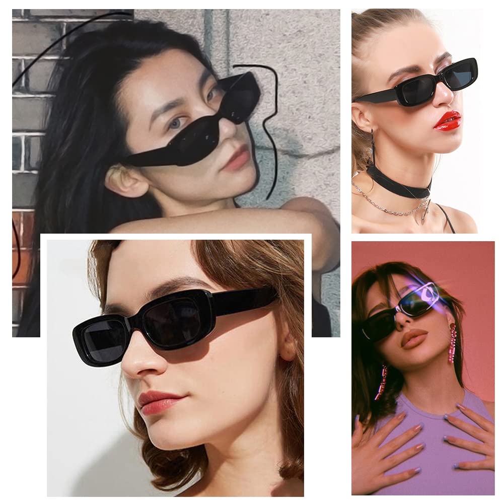 Retro Rechteck Sonnenbrille Damen Herren Chunky Sonnenbrille Vintage Small Square Fashion Brille