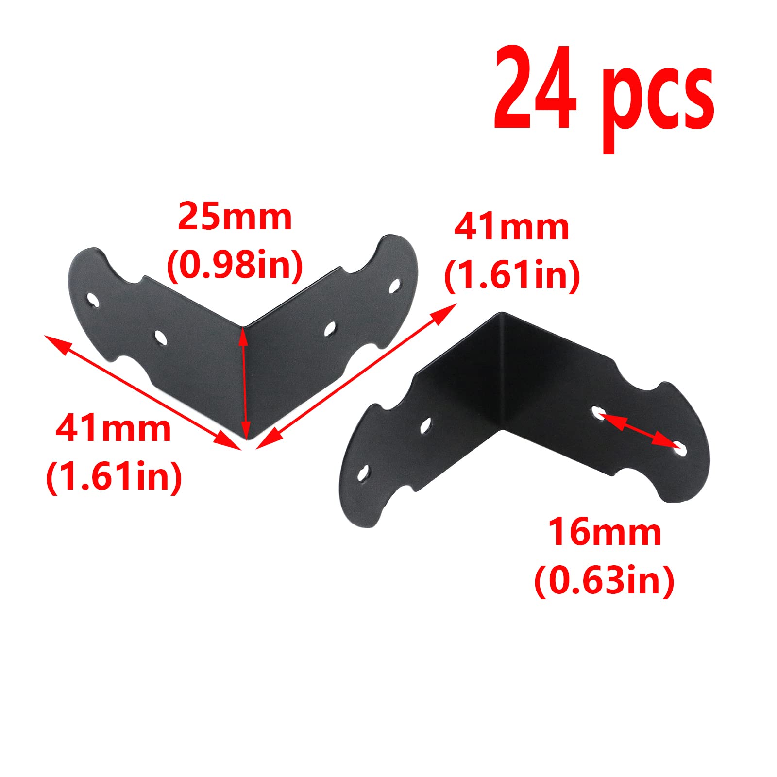 24 protectores de esquina de metal negro de 1.61 x 0.98 pulgadas, en forma de L, protectores de esquina de muebles, fundas protectoras de esquinas para caja y armario de mesa