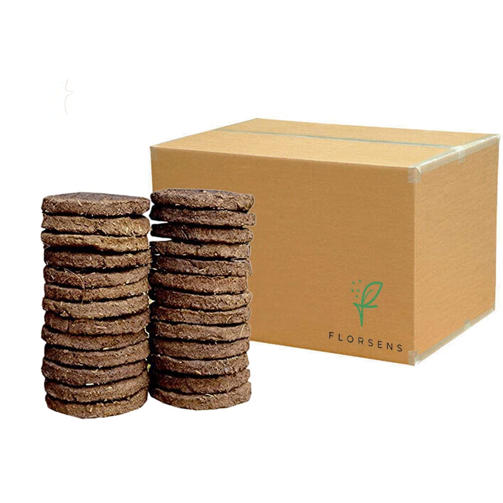 Florsens® Organic Holy Indigenous Cow Dung Cake/Gobar ke Kande/Upale (1 Kg) | 100% Pure and Effective | Completely Dried | Odorless | Ideal for Hawan, Puja & Religious Purpose (52 Pcs, Round)