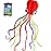 Hengda Kite Software Octopus Flyer Kite with Long Colorful Tail for Kids, 31-Inch Wide x 157-Inch Long, Large, Red
