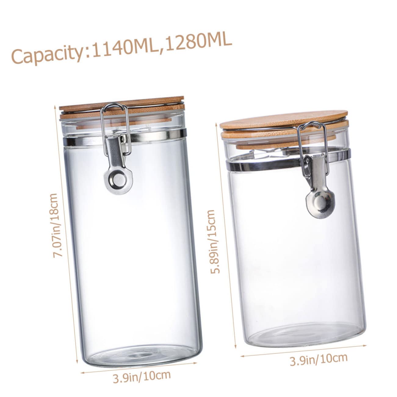 Luftdichte Vorratsgläser 1140ml und 1280ml aus Glas und Edelstahl 2 Stück zur Lebensmittelaufbewahrung mit Stabilem Verschluss Küchenbehälter