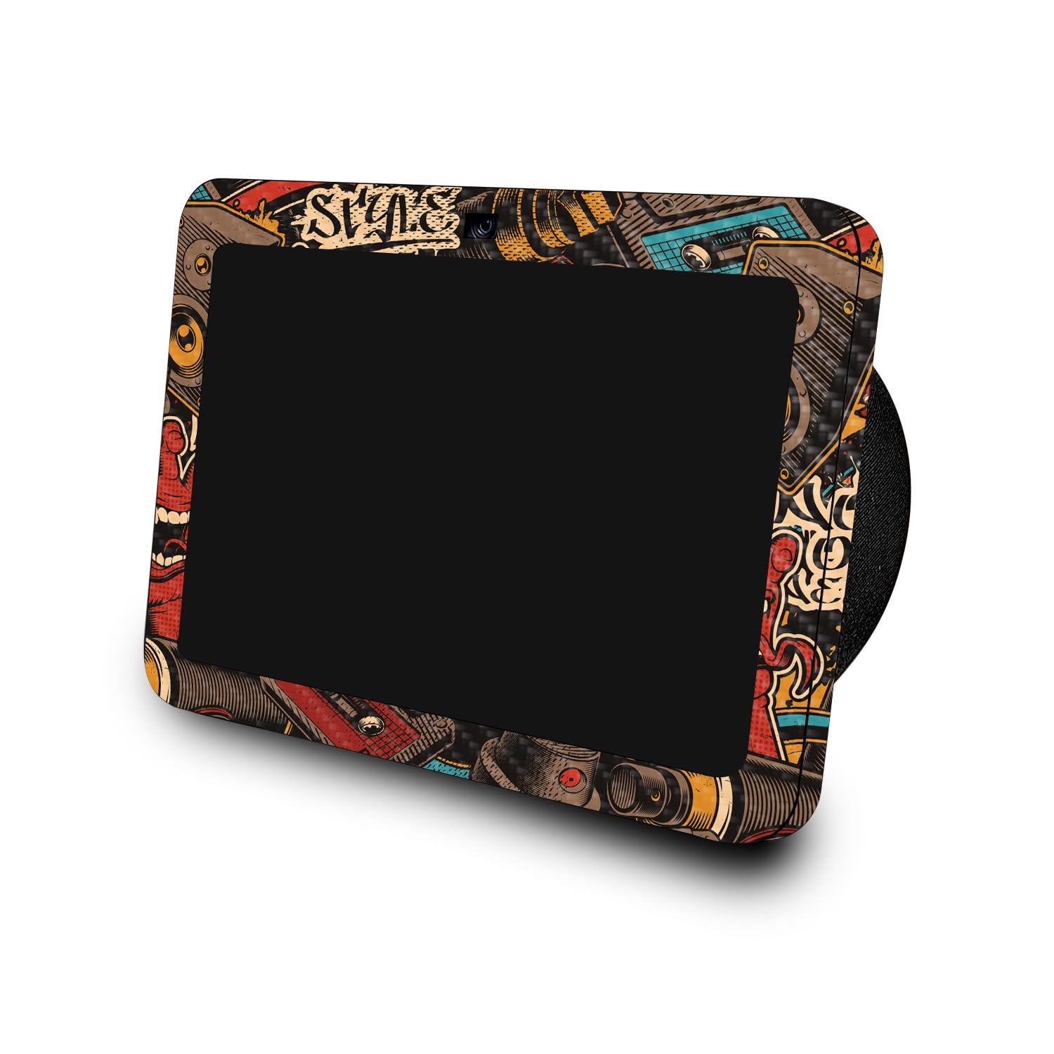 Carbon Fiber Skin Compatible with Amazon Echo Show 8 (3rd Gen, 2023) - Orange Hip Hop - Premium 3M Vinyl Protective Wrap Decal Cover - Easy to Apply | Crafted in The USA by MightySkins