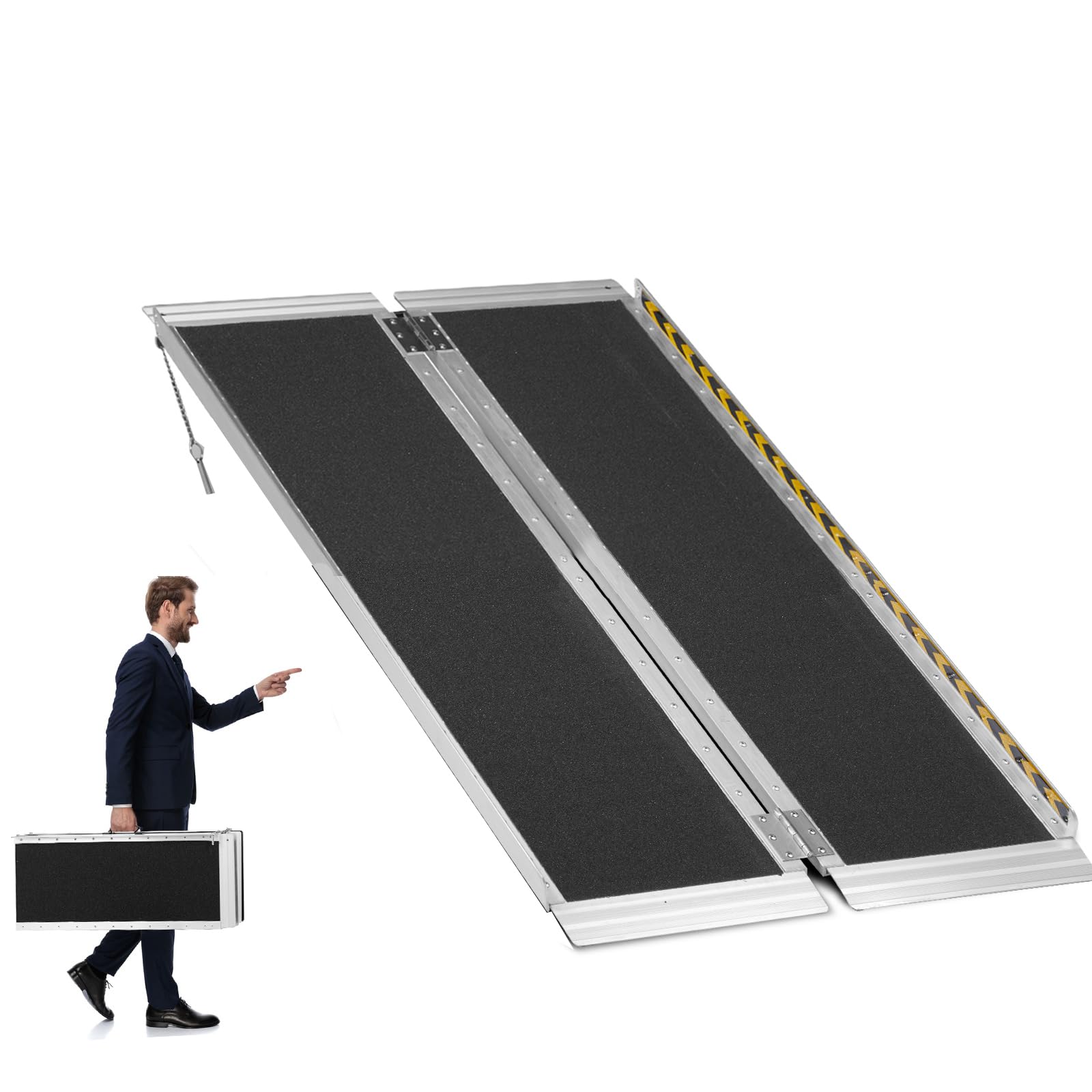 MOTORHOT 4ft Portable Wheelchair RampsAluminum Threshold Ramps for Wheelchair Scooter for Transitioning Curbs Thresholds Doorway Access Door Anti Slip Ramp 28in Wide