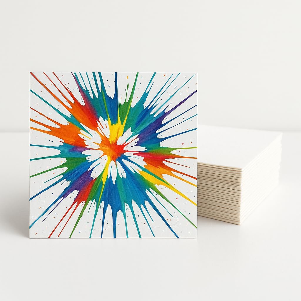 100 Pack Ultra Thick Bright White 5x5 Cardstock Squares - Sturdy Durable 120lb Cover (325 gsm) - Blank White Cards For Spin Art Refill, Watercolor, Painting, Tags, Playing Cards