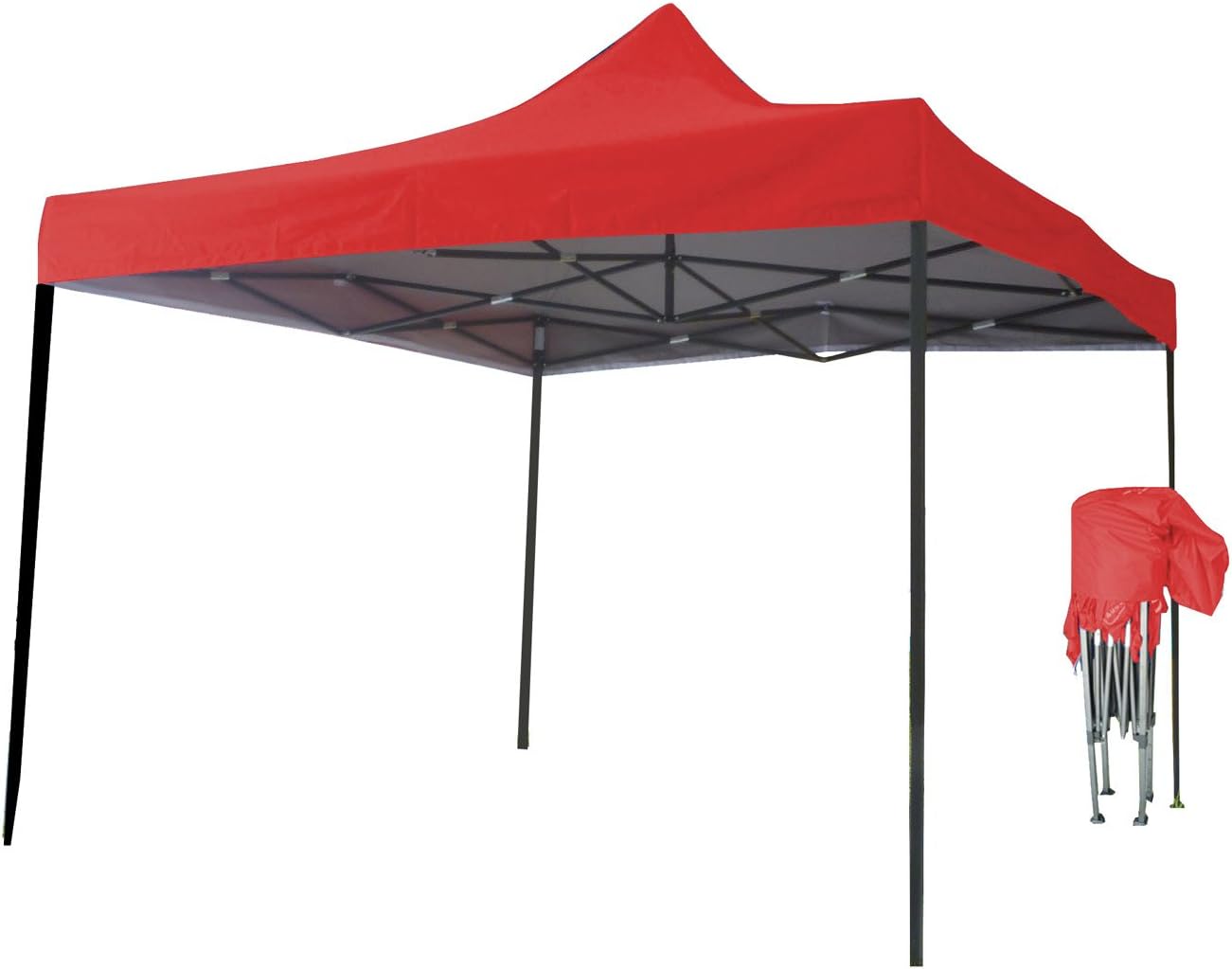 Just Relax Folding Gazebo Canopy, Red, 10x10 Feet