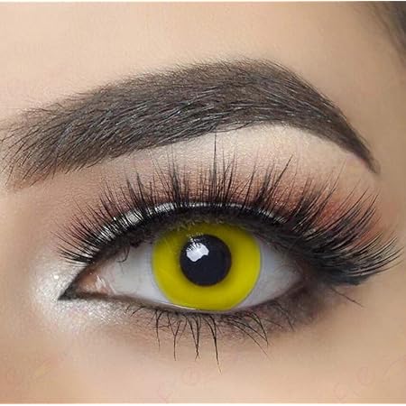 Lentilles De Contact De Couleur Fantaisie Crazy Lens Cosplay Mysa Lens Yeux Jaune Oeil Jaune Demon Yellow Out 12 Mois Sans Correction Amazon Fr Hygiene Et Sante