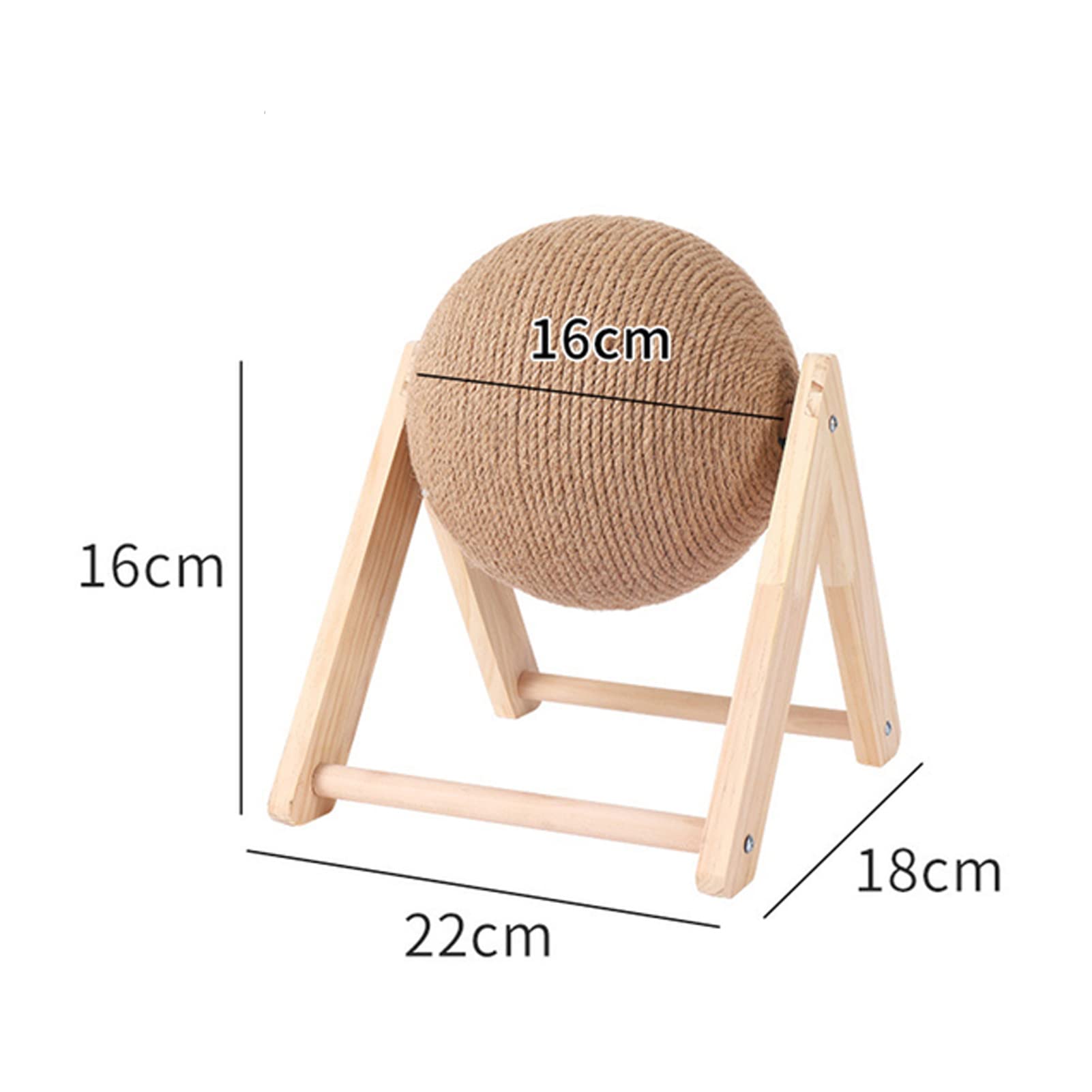 BUYTER Solid Wooden Cat Scratcher Post Pet Furniture Sisal Rope Scratching Ball Grinding Paws Scraper Toy (M)