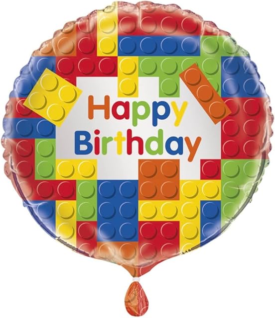 Unique Party 58247 - 18" Foil Building Blocks Birthday Balloon