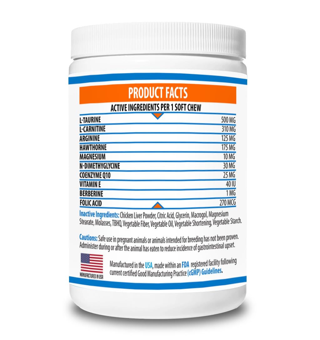CardioVast Cardio Support and Cardio Strength Supplement for Dog and Cats, L-Taurine, L-Carnitine, Hawthorn, L Arginine, Coenzyme Q10-Supports Cardiovascular Heart Health - Made in USA - 60 Soft Chew — Amazon image 3
