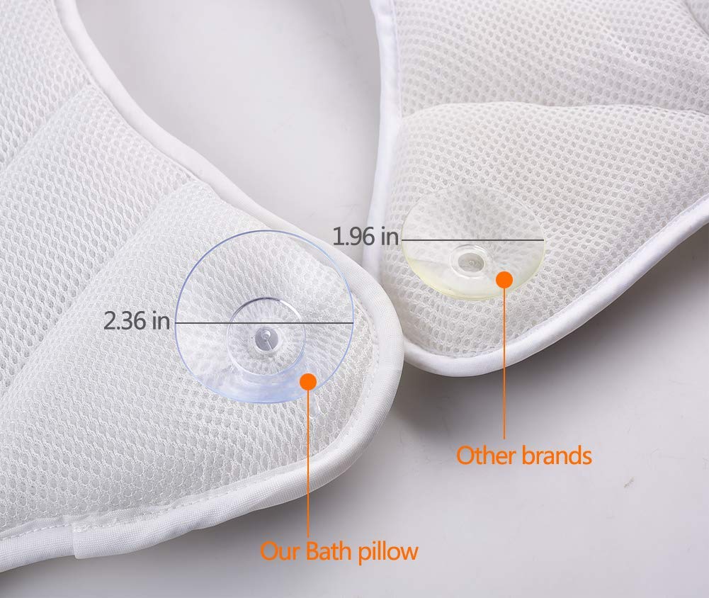 Upgrade Luxury Large Bath Pillow 16.92 x 17.3 inches Spa Bathtub Pillows with 6 Suction Cups Cushion Head, Neck, Shoulder, 3D Air Mesh for Men and Women,Fits for Jacuzzi, Hot Tub.