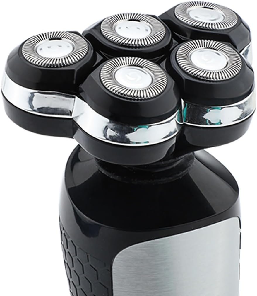 Head Shaver for Men, 5D Rotary IPX5 Waterproof Rechargeable Professional Electric Beard Shaver for Men Trimmer Men's Tools, Silver