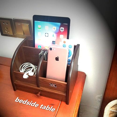 Miniatura 5 de Caja de almacenamiento de control remoto de madera con cajón delgado para el hogar y la oficina organizador de escritorio bolígrafo/portalápices