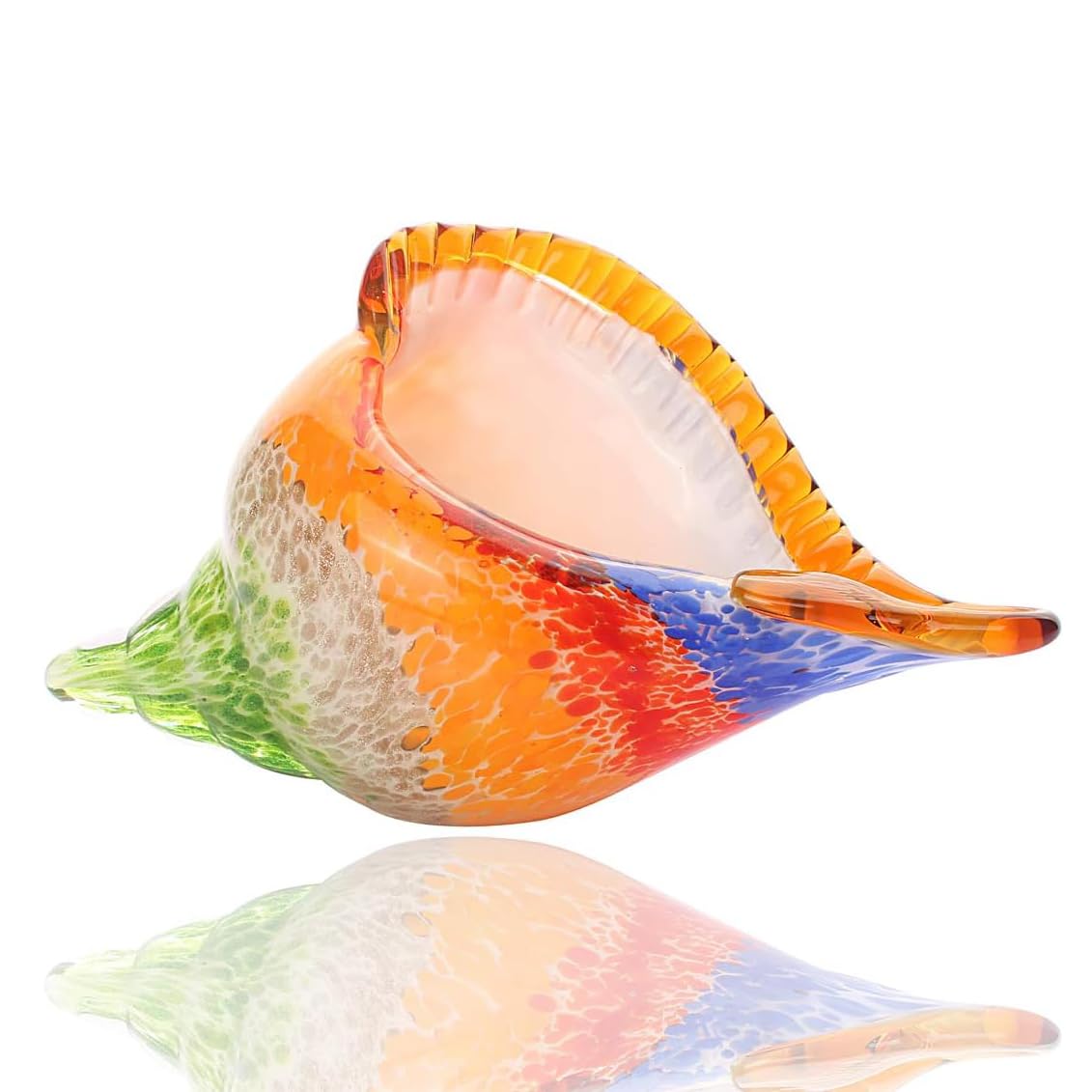 QngcolrcyRainbow Murano Art Glass Sea Shell Hand Blown Glass Conch Figurine Paperweight Sculpture Home Decoration Wedding Ornament