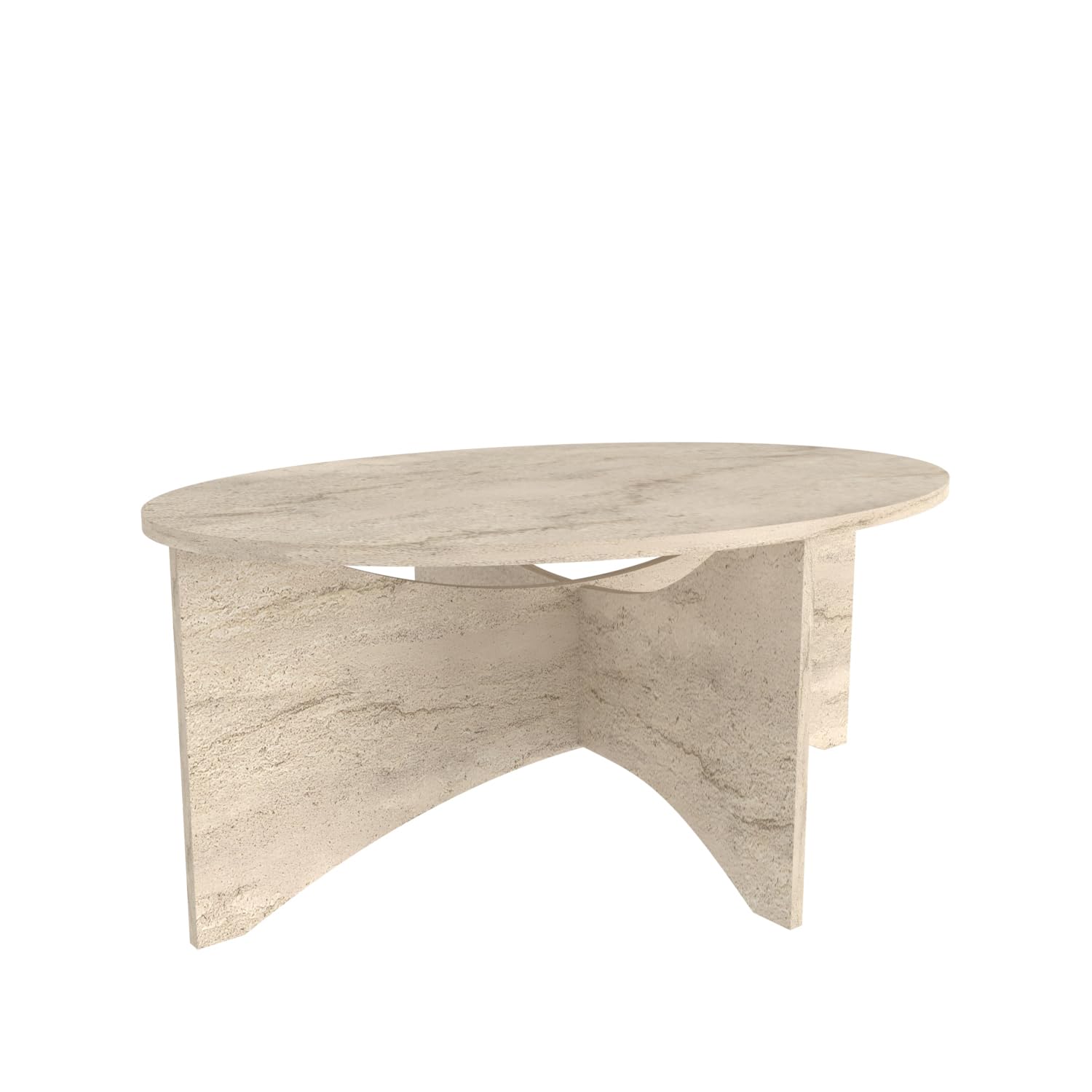 DECOROTIKA Solo Table Basse Ovale 100 cm | Design Minimalist | 42 cm Hauteur (Travertine)