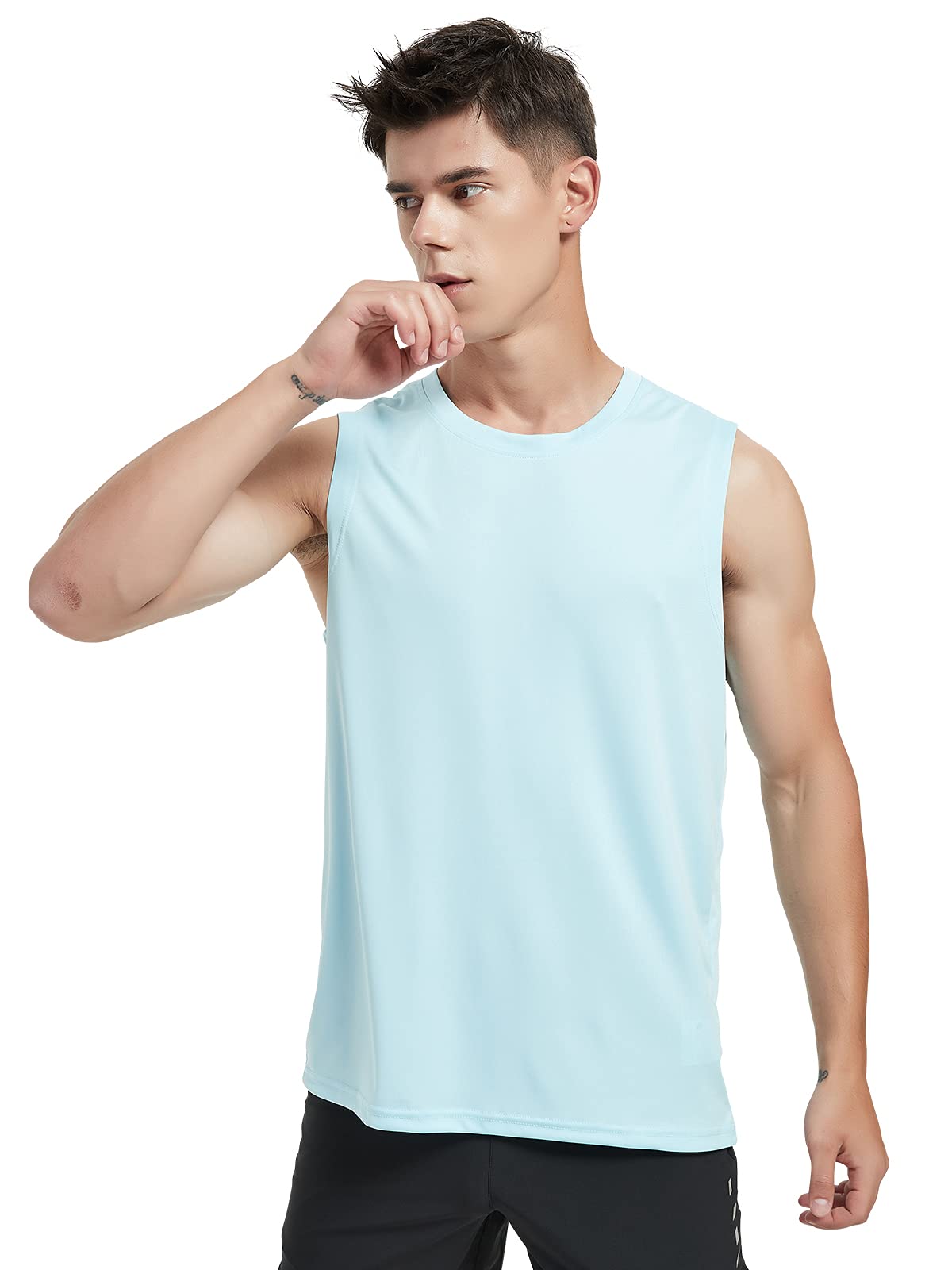 MIERMen's Workout Tank Tops UPF 50+ Swim Shirts Quick Dry Running Sleeveless UV Protection Muscle Tees