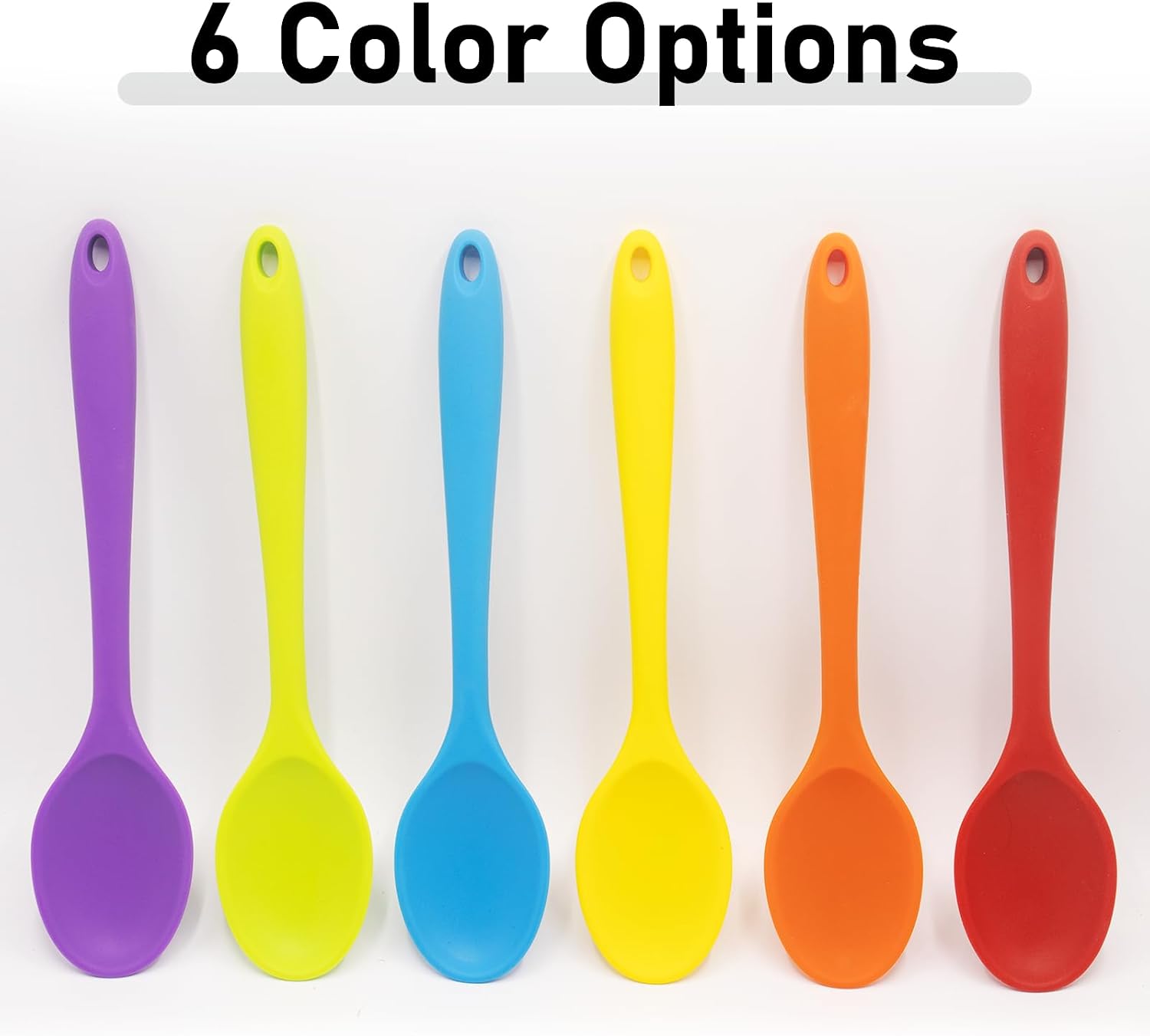 2-Pack Silicone Cooking Spoons, Blue Large Heat Resistant Spoon