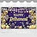 Avezano Happy Retirement Backdrop Purple and Gold Happy Retirement Sign Banner Photo Background with Rope for Retirement Party Decorations (70.8x43.3inch)