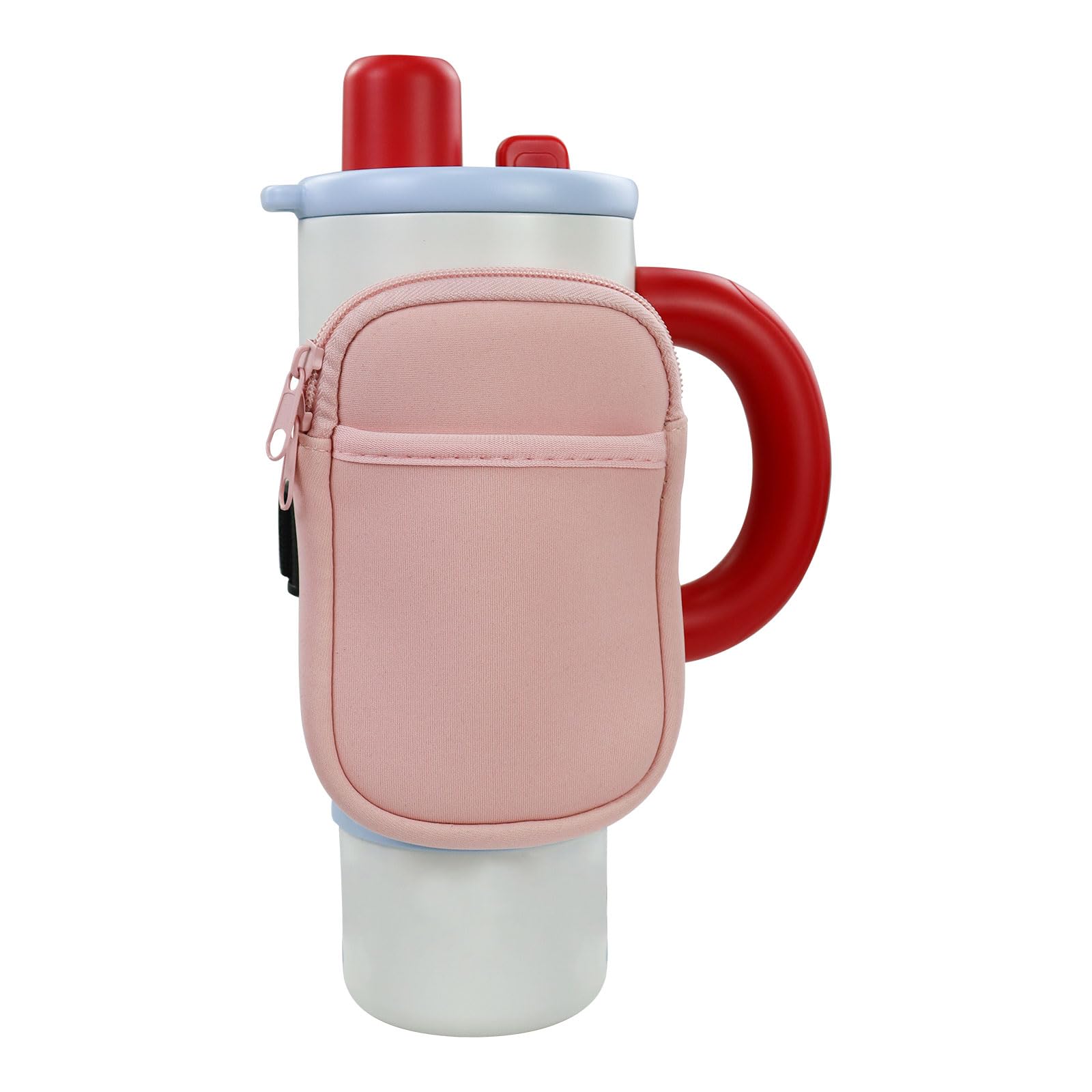 MultiValue Water Bottle Pouch for Stanley, Adjustable Belt Water Bottle Bag with Zipper Leisure Portable Gym for Stanley Accessories Pouch for Keys, Cards, Phone (Pink2)