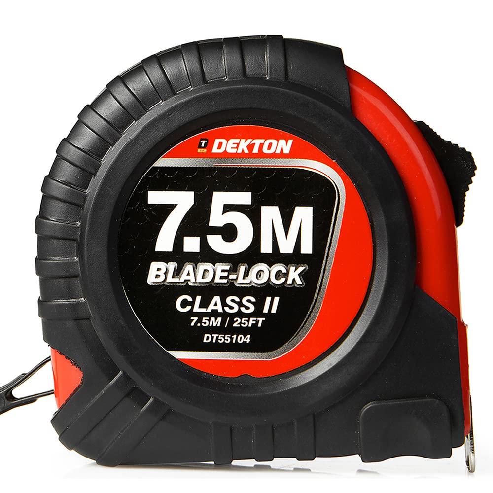 Dekton 7.5m X 25mm Hard Case Tape Measure-7.5m/10ft Blade-lock, Black/Red, 7.5 m - Image 3