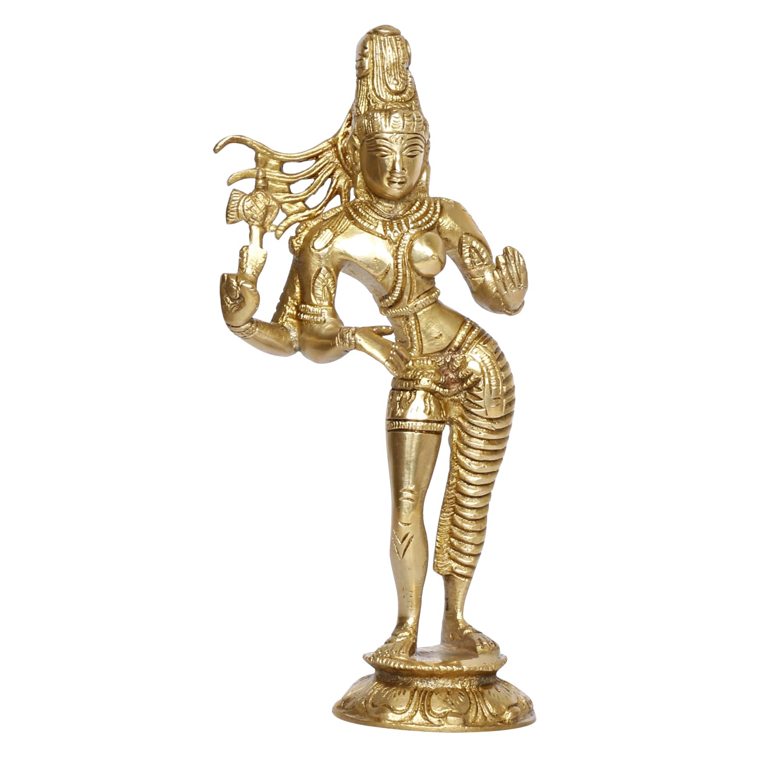 Kratique Brass Ardhnarishwar Idol Gold Color Height 8.5 Inch