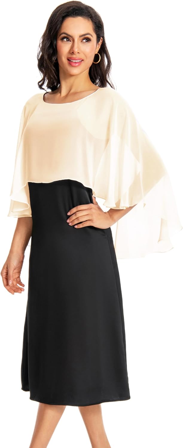 Baoqiya Women's Capelet Shawls and Wraps for Evening Dresses Soft Bridesmaid Shawl Chiffon Cape Wedding Cover Up