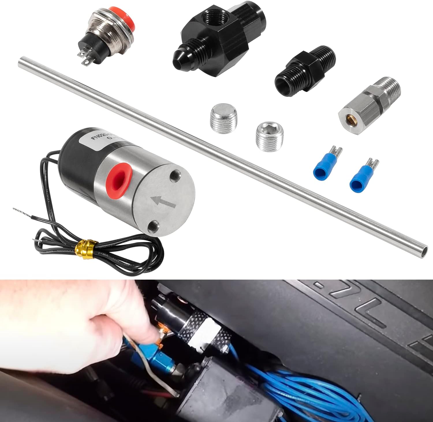 4AN Nitrous Purge Valve Kit Line Purge Valve Kit Manifold Adapter Fitting Push