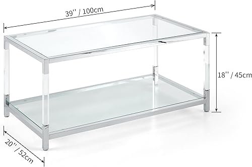 Miniatura 2 de AGV LIGHTING Mesa auxiliar BLEVIO 202205, mesa de centro de vidrio de doble capa para espacio vital, parte superior de vidrio ondulado transparente,