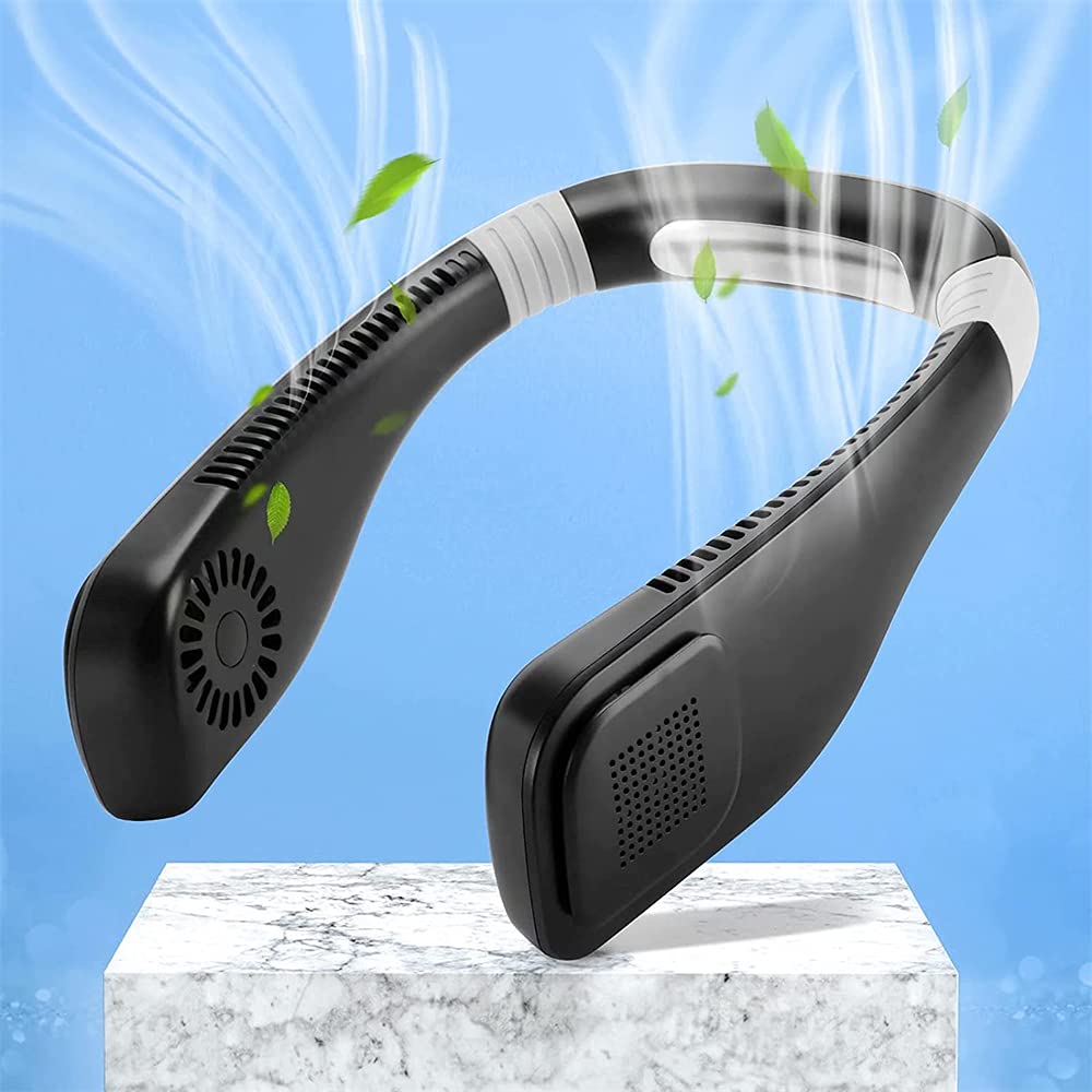 ELECDONNeck Fan, 2021 Neck Air Conditioner Personal Fan Bladeless Neck Fan 360° Cooling 3 Speed Low Noise Lightweight Hands Free Wearable Neck Fan for Indoor Outdoor Long Use Time