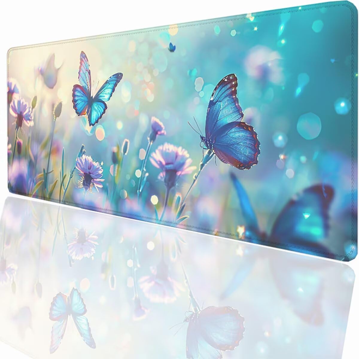 Tappetino per Mouse Gaming XXL 1200x600x3mm – Ufficio Mousepad Grande – Migliora la Velocità e la Precisione – Tenuta Stabile – Sottomano per Ufficio e Casa Accessori Scrivania – Blu Farfalla LMDT80