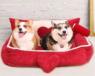 YUMUO Tejido de Pana Lujoso Square Kennel Dog Bed Pet Pet extraíble y Lavable Cuatro Estaciones Universal Sueño Profundo Suave y cómodo, L