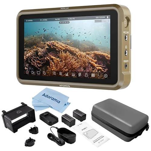 Atomos Ninja 5" Touchscreen Recording Monitor, 1980x1080, 4K HDMI Input - Bundle with Atomos Power Kit, Microfiber Cloth