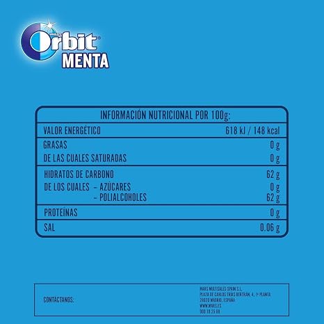 ORBIT No Sugar Chewing Gum Mint