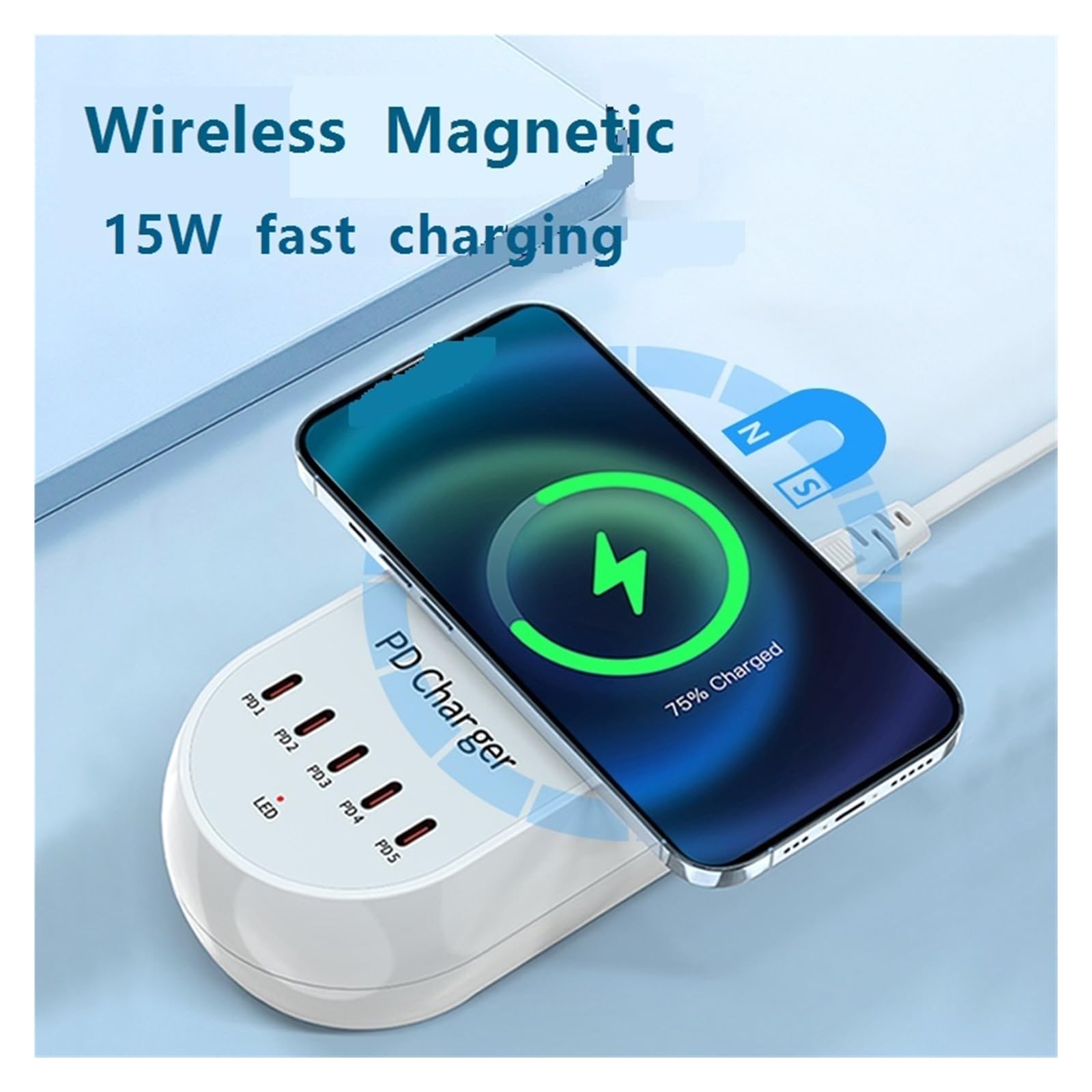 Stacja Ładująca USB Typu C O Mocy 140 W. Zasilacz Szybkiego Ładowania Bezprzewodowego PD 3.0 MożLiwość Szybkiego łAdowania