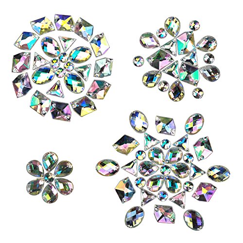 200Pcs Crystal Gems Ab Acrylic Flatback Sew On Diamante Rhinestones With Mixed Shapes For Diy Crafts Handicrafts Clothes Bag Shoes Decorations #TOP2