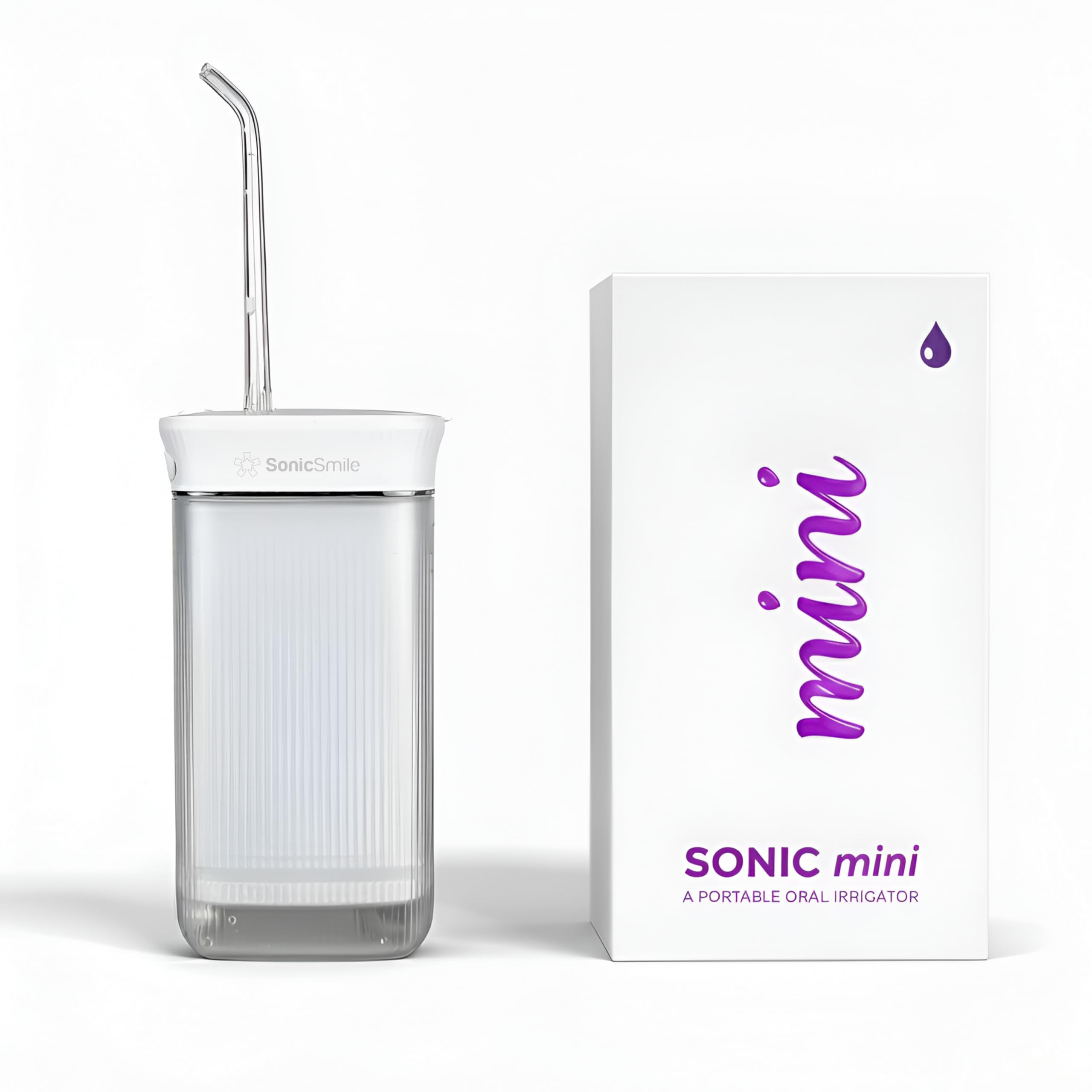 SonicSmile® Sonic Mini Munddusche – Kabellos & kompakt, Teleskop-Design, 4 Aufsätze, Zahnzwischenraumreiniger für unterwegs & zu Hause