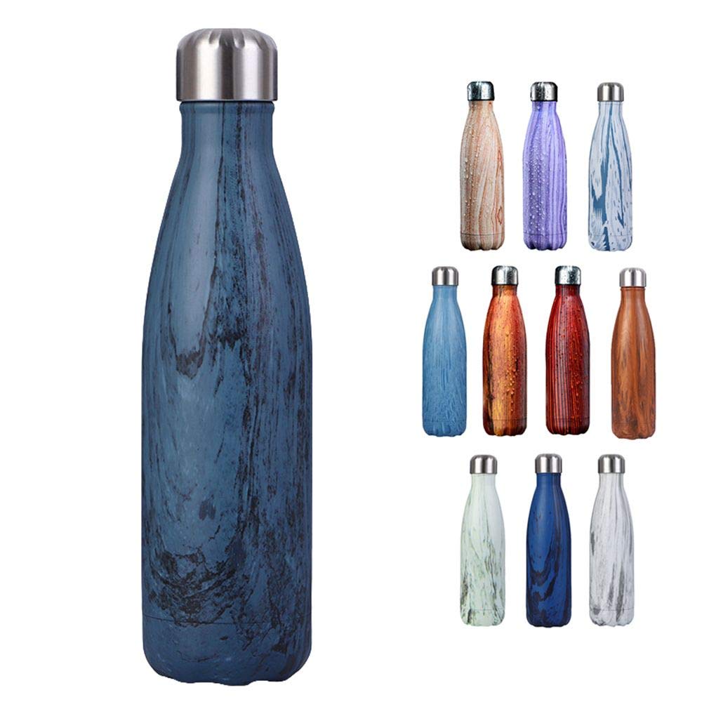 JK Home 500ml Water Vacuum Bottle Double Walled 304 Stainless Steel Sports Drink Flask Keeps 24 Hours Cold & 12 Hours Hot Wood Grain K:Black โ image 1
