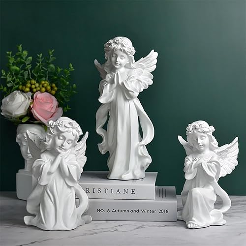 Miniatura 3 de SAINWORDS Estatuas y figuras de ángel de niña orante, escultura de querubines, decoración del hogar para sala de estar, estante de libros, armarios