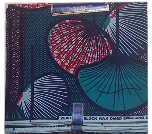Stampa tessuto africano cera, Omed blu e verde New...