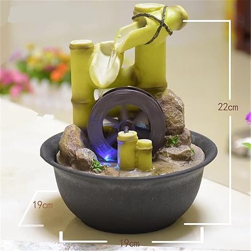 Miniatura 2 de Fuentes de mesa de resina con diseño de rueda de agua, fuente de agua, bola de Feng Shui con luz LED, paisaje de agua, adornos de Feng Shui,