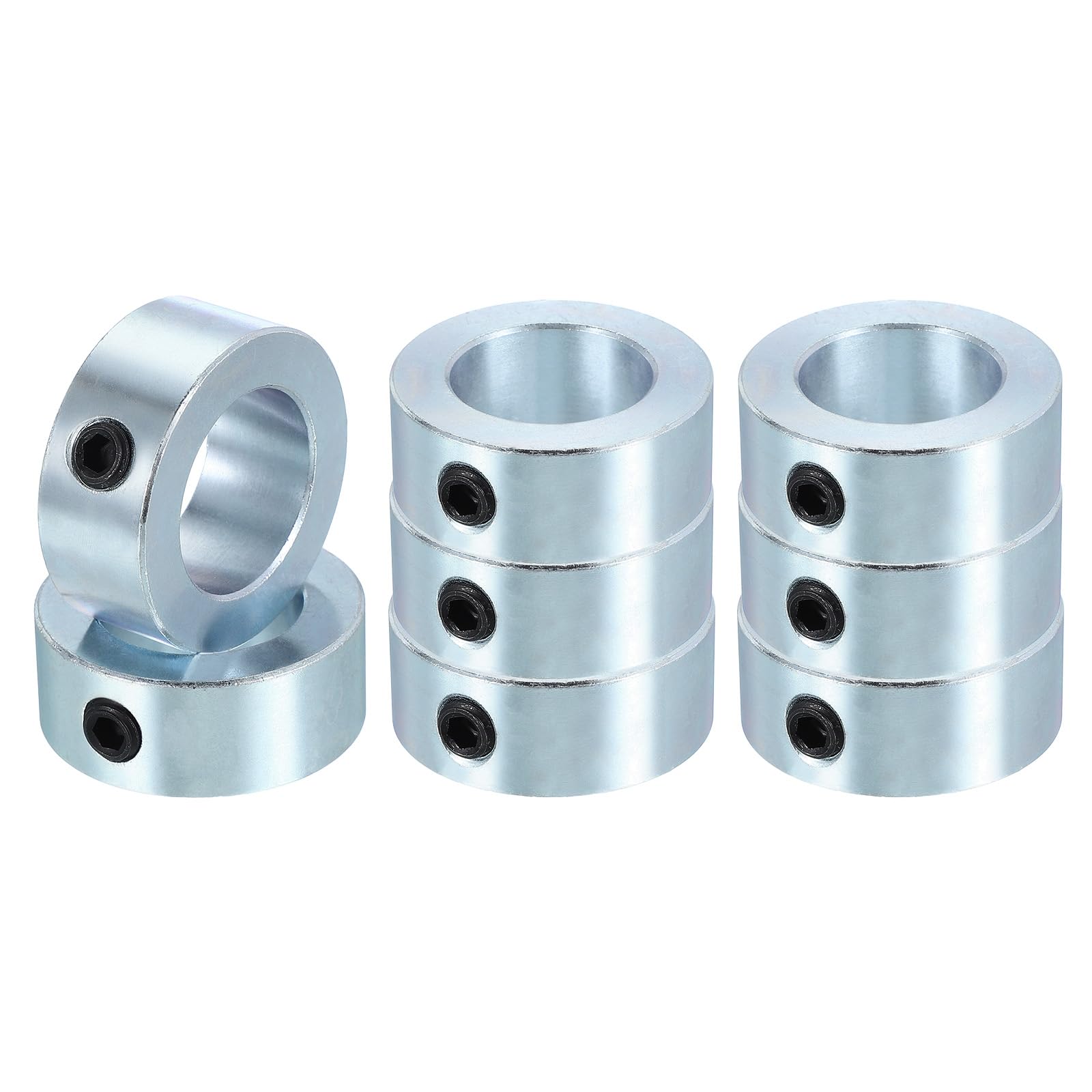 PATIKIL Bague de Réglage Alésage 25 mm Collier d'Arbre 40 mm OD 16 mm Épaisseur, 8 Pcs Acier au Carbone Zingué pour Roue de Butée de Train d'Atterrissage avec M8 Vis de Réglage, Argent