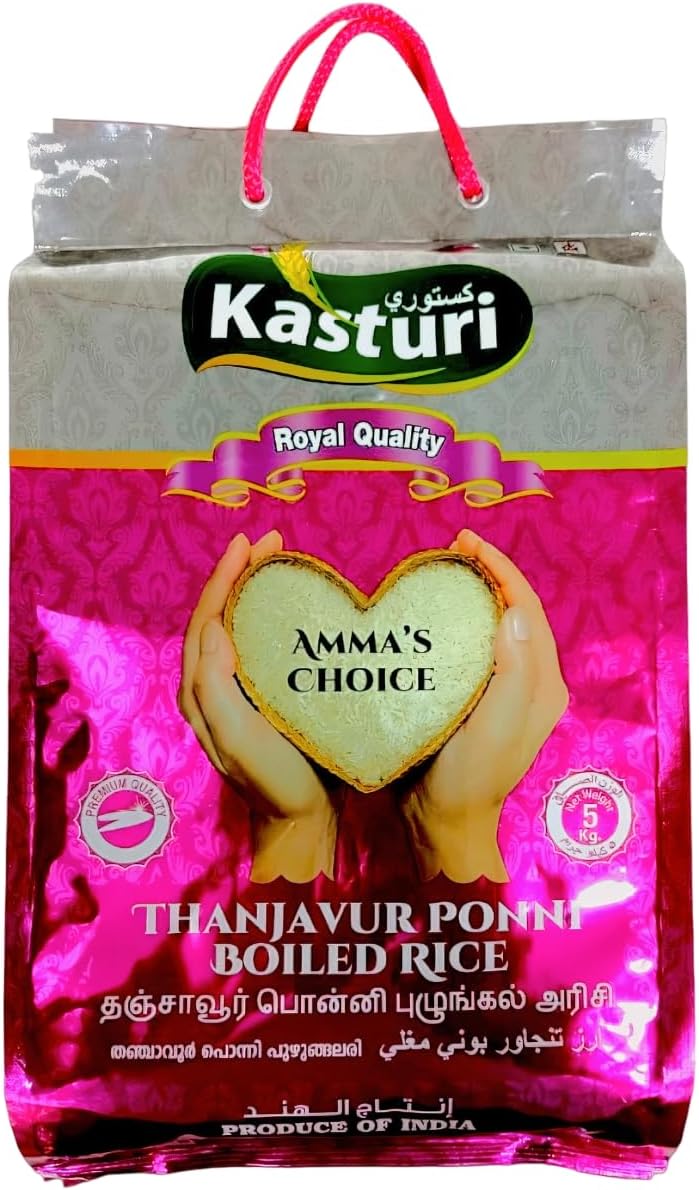 Kasturi Amma's Choice Thanjavur Ponni boiled Rice 5kg: Authentic South Indian Grain for Flavorful Delights