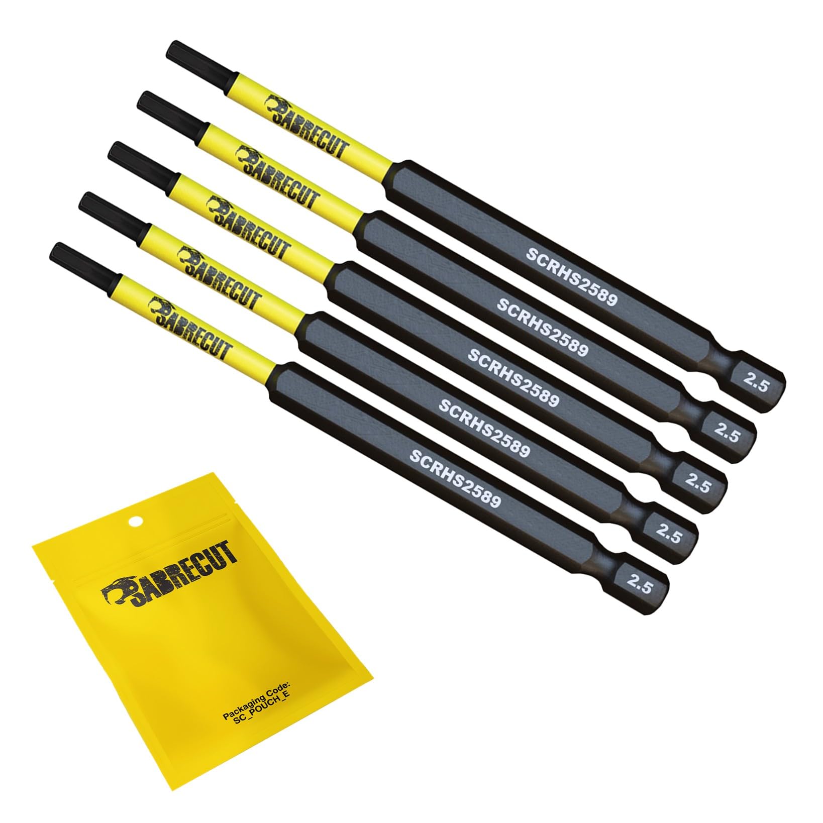 SabreCut Tamper Proof Impact Bits H2.5 89mm x 5 - Milwaukee DeWalt Professional