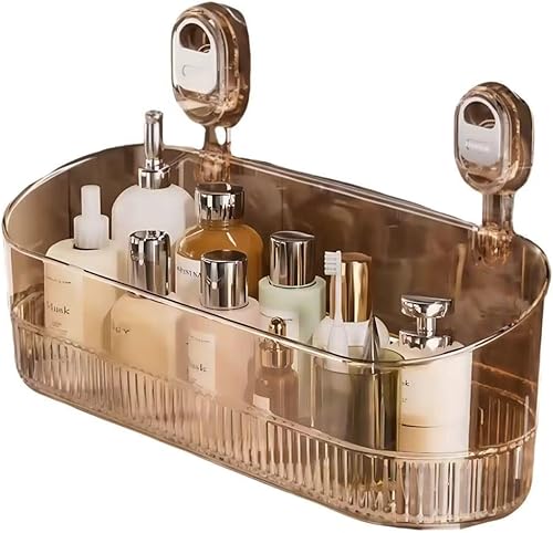 Organizador de ducha de baño transparente, estante de almacenamiento de montaje en pared con ventosas, estante de almacenamiento de baño 12.7 x 4.5