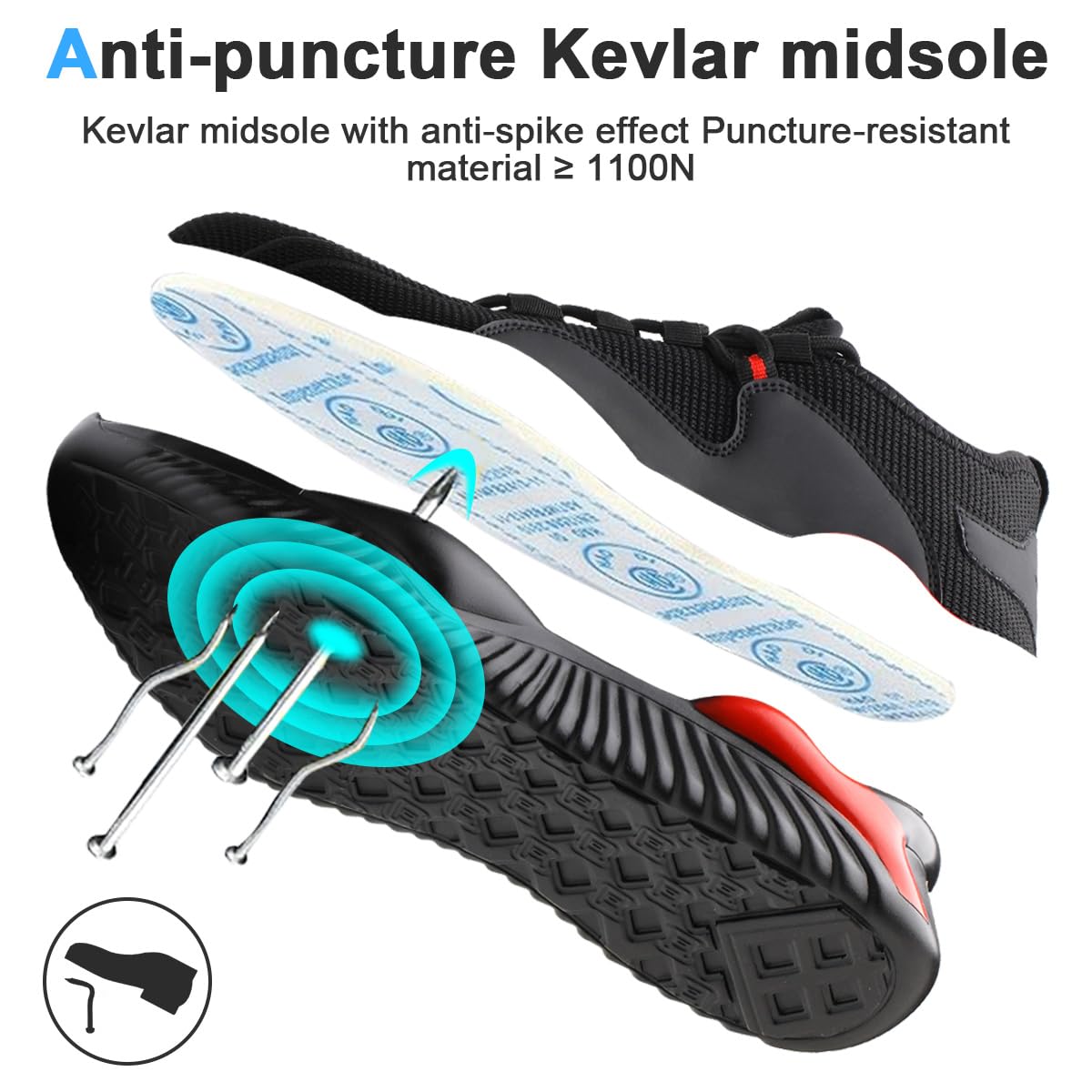 Scarpe Antinfortunistiche Uomo Donna Safety Shoes Punta in Acciaio Leggere Scarpe da Lavoro Traspiranti Sneakers Antinfortunistiche