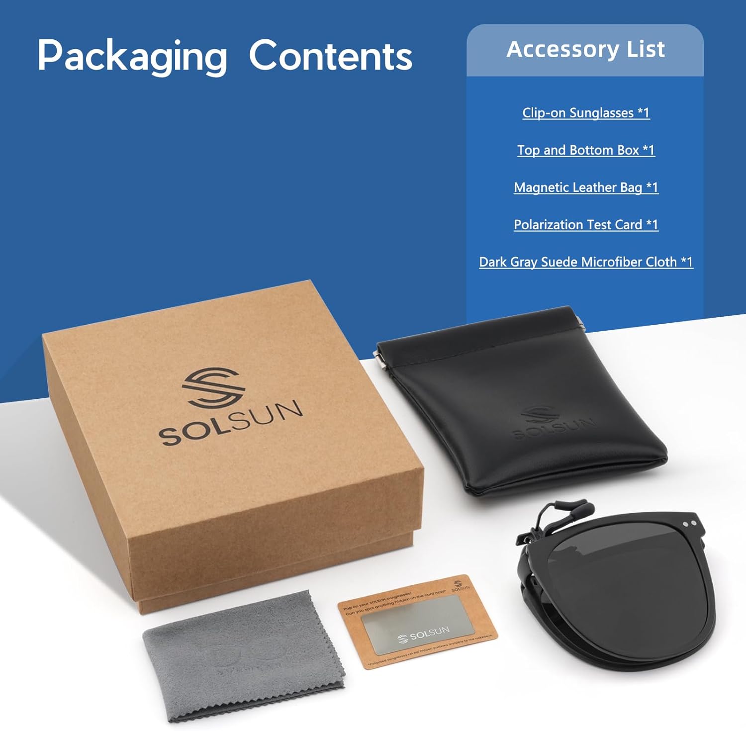 Solsun Polarized Clip on Sunglasses for Men Women UV Protection Anti Glare Driving Fishing Glasses - Image 7