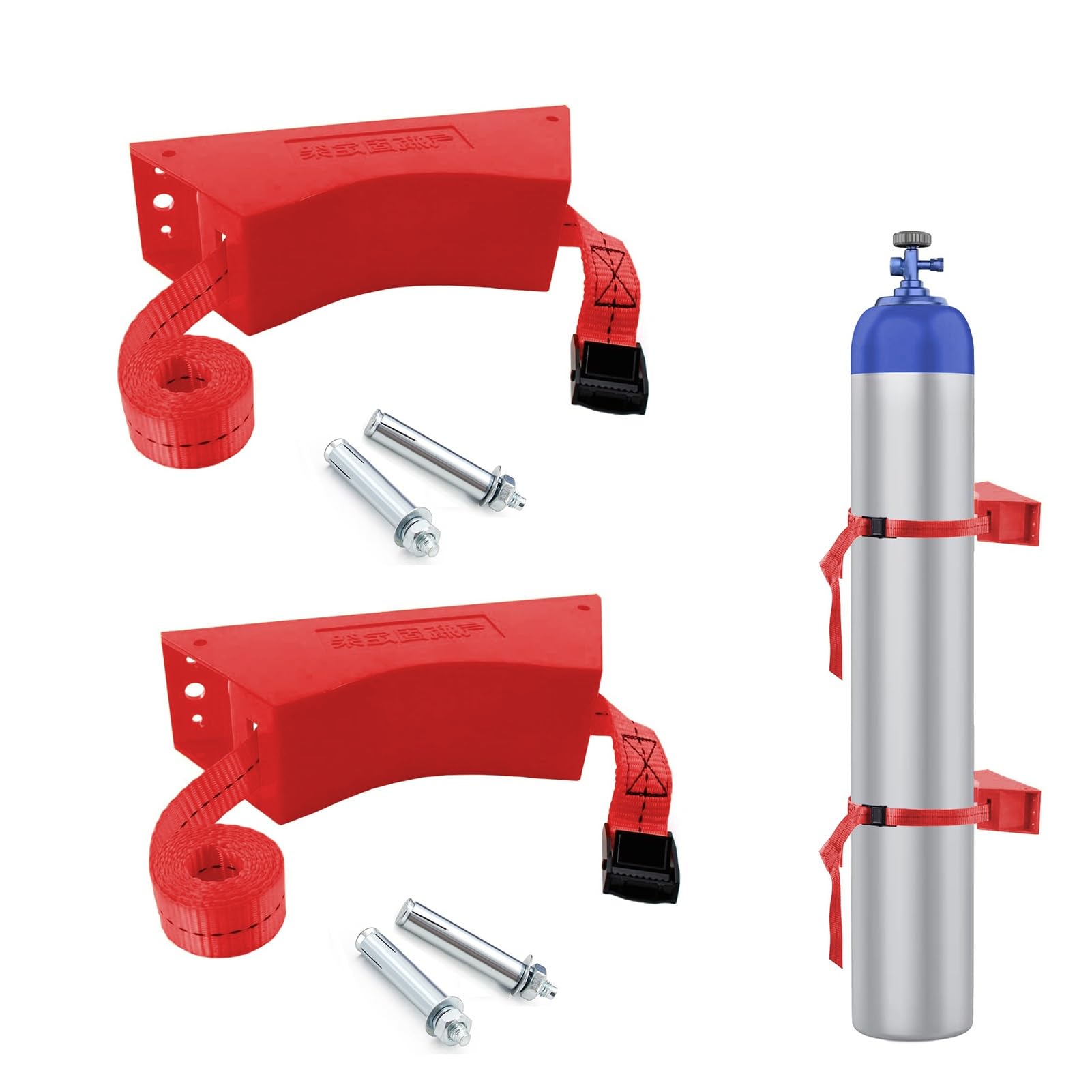 GHHVFEC Oxygen cylinder rack,2 Pack Wall Mounted Oxygen Tank Holder, Durable ABS Nitrogen/Acetylene/Propane Cylinder Rack, Oxygen Canister Stand for Hospitals & Factories (Red)